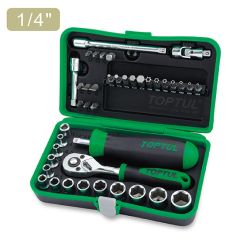 TOPTUL 1/4"" Drive Mini Ratchet Socket & Bit Set
