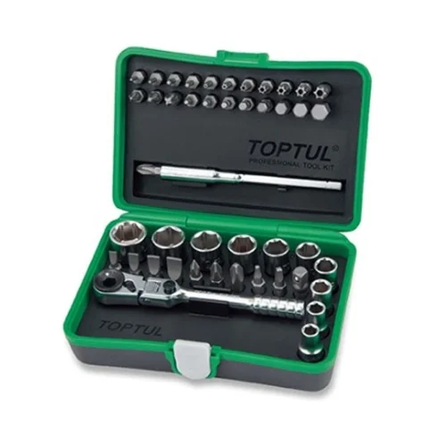 TOPTUL 1/4"" Drive Ratchet Socket & Bit Set (Compact Case)